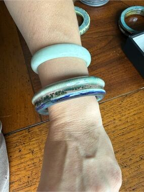 Handmade Ceramic Bangle Bracelet | teal, emerald, pink, blue
